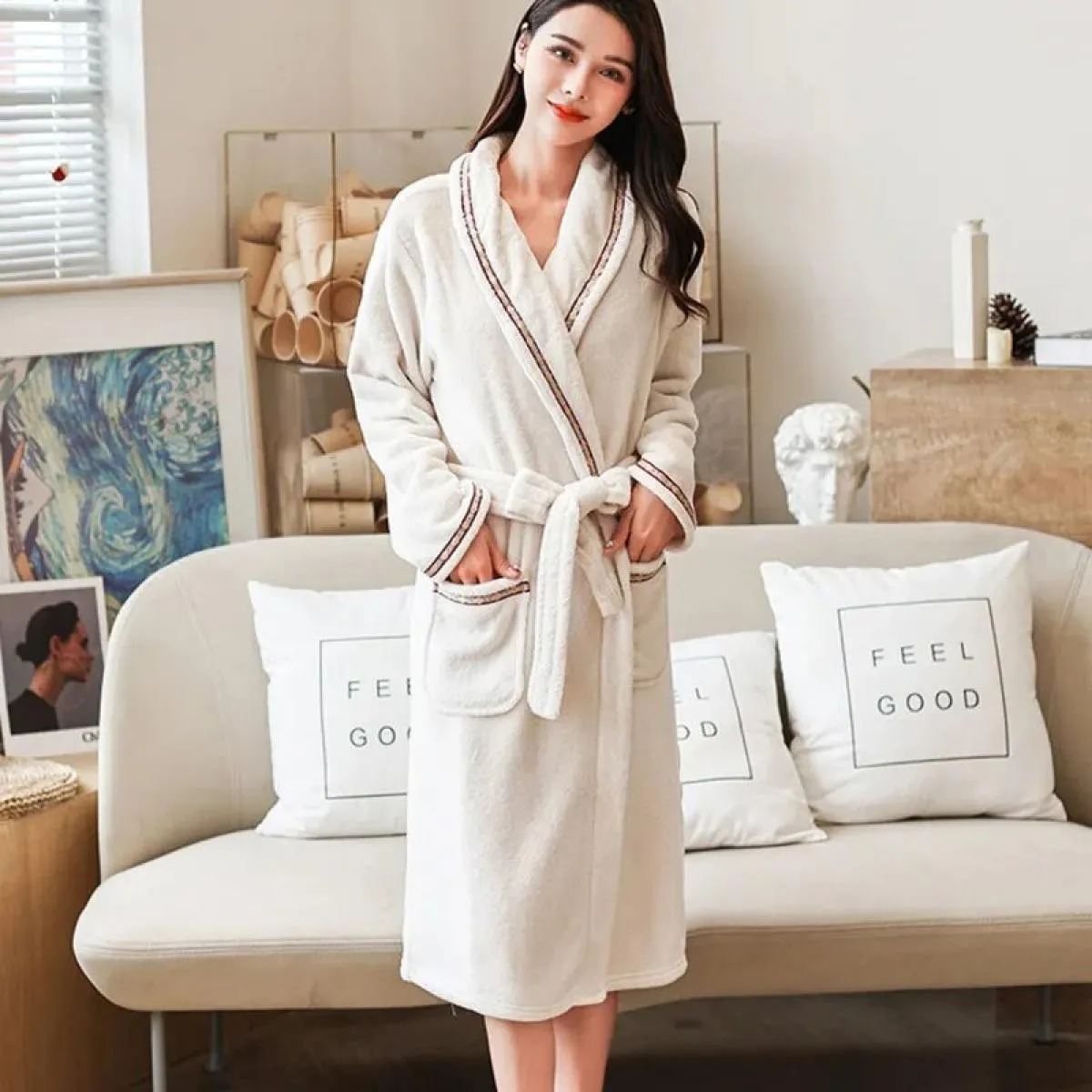 Accappatoio in flanella invernale in pile da donna addensare caldo dolce vestaglia Sleepshirt Quick Dry Sleepwear Morining Night