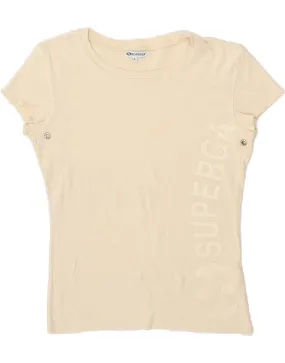 SUPERGA Womens Graphic T-Shirt Top UK 10 Small Off White Cotton
